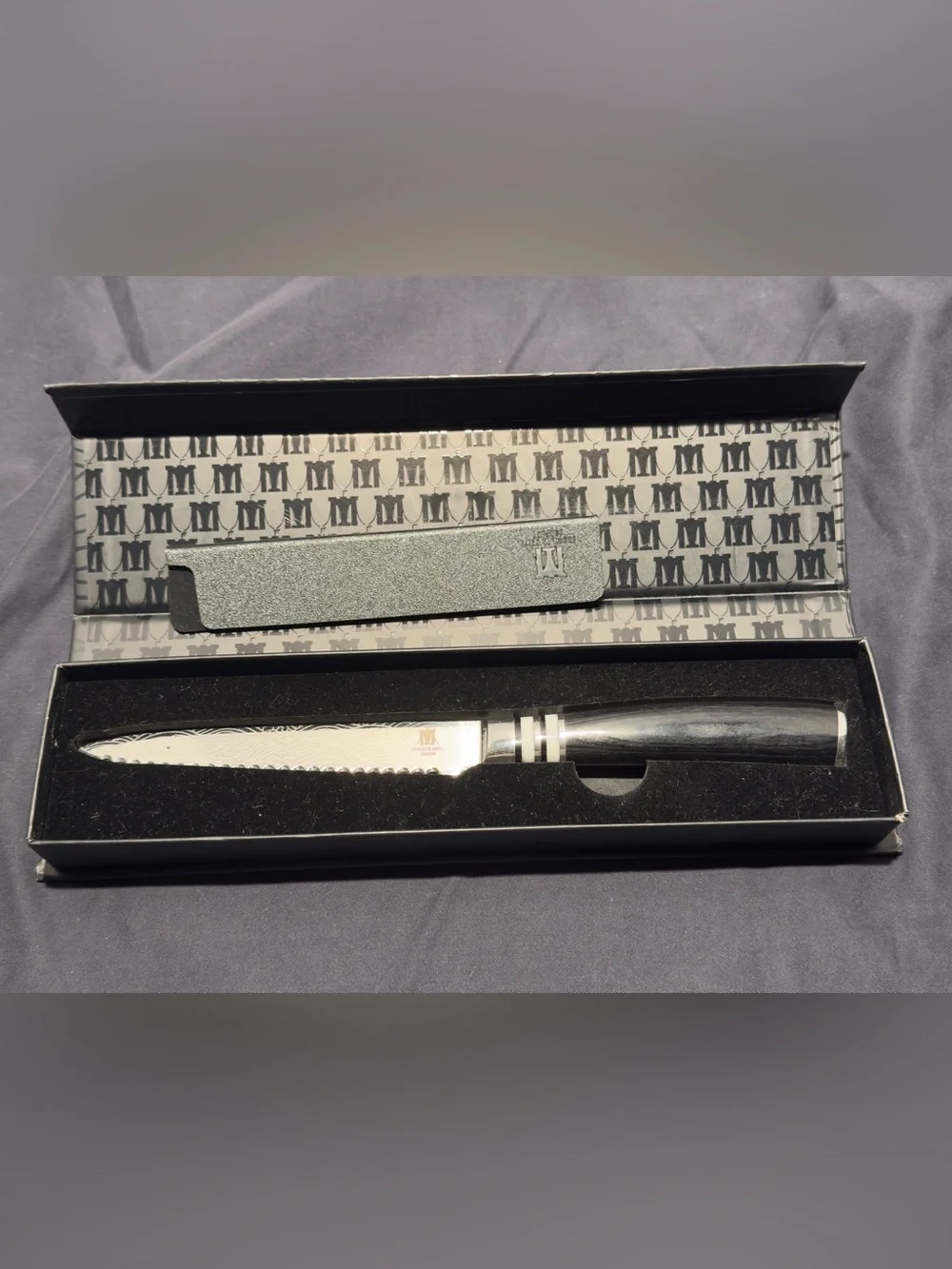 Brooklyn Knife Co. Serrated Utility Knife Japanese Seigaiha 5.5 Inch High Carbon